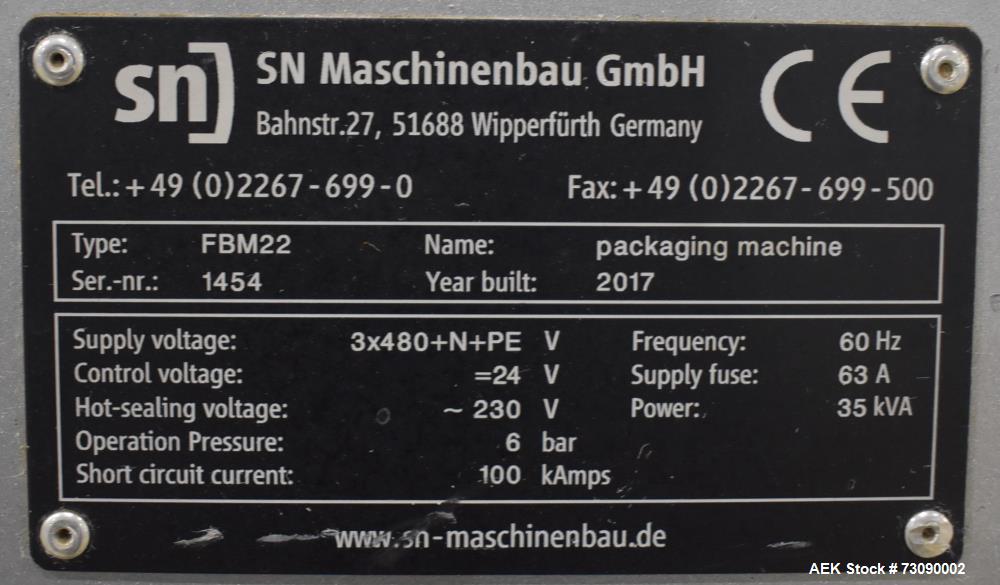 SN Machinery (Laudenberg) Model FMM22 Duplex Horizontal Form, Fill and Seal Pouc